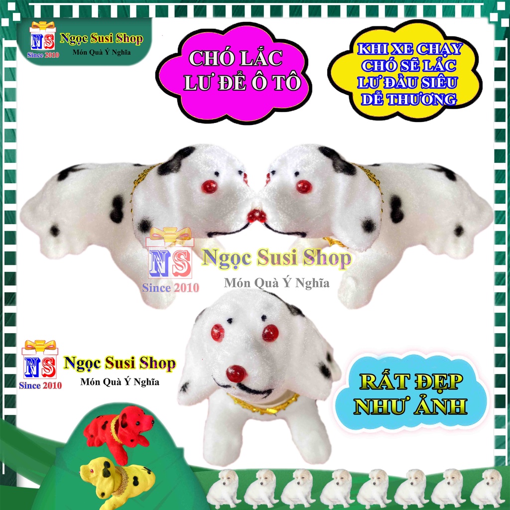 CHÓ ĐÓM LẮC ĐẦU ĐỂ TAPLO Ô TÔ XE HƠI SIZE TRUNG 15CM