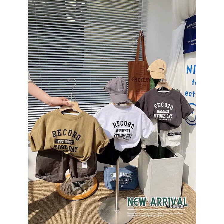 Áo Thun Tay Ngắn Cổ Tròn Dáng Rộng In Chữ Thời Trang Mùa Hè Hàn Quốc 0706 Cho Bé Trai