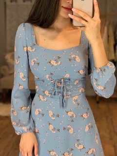 Đầm Hoa Đan Dây Eo Xt
