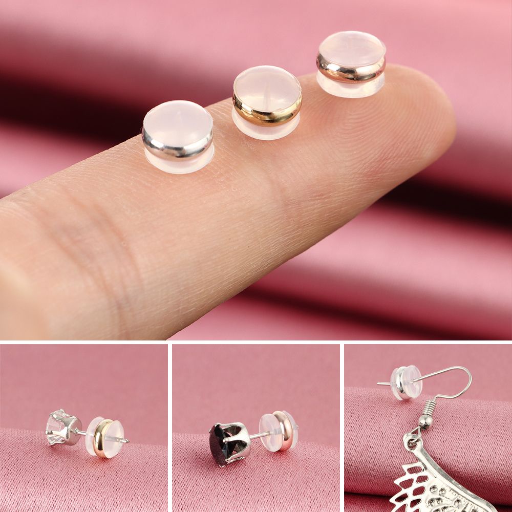 Set 10 Nút Khuyên Tai Thay Thế Bằng Cao Su Silicon Nhiều Màu Sắc DIY
