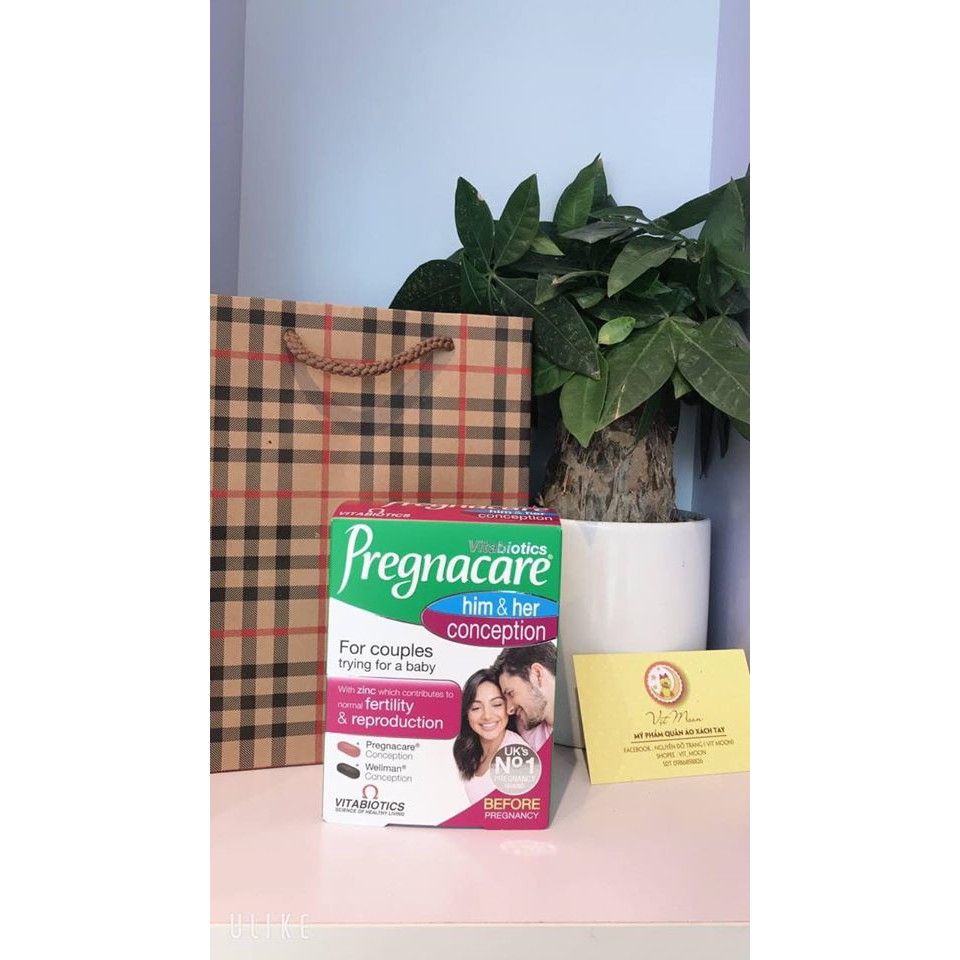 Pregnacare Him &amp; Her Sản Phẩm Hỗ Trợ Thụ Thai, Tăng Khả Năng Thụ Thai ( Mẫu Mới)