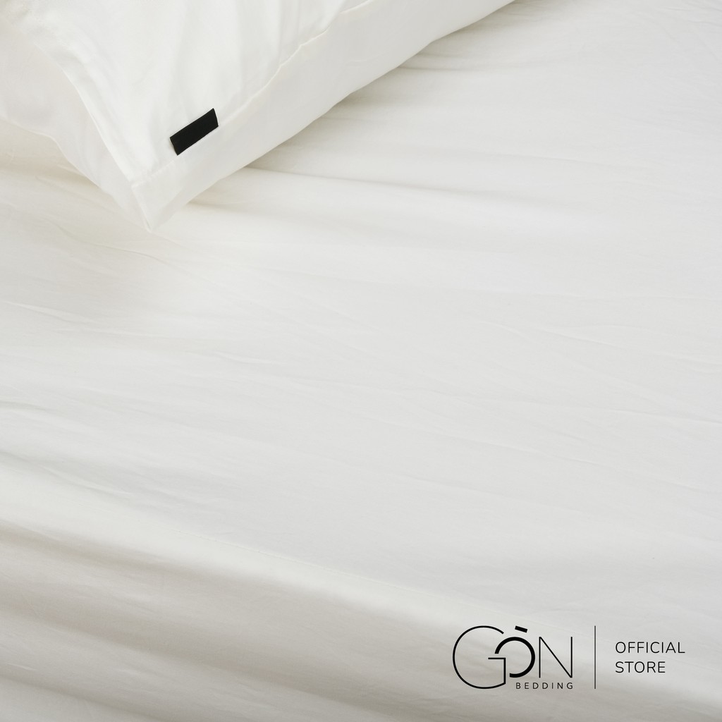 [Nhiều kích thước] Ga Giường Bo Thun Gòn Bedding Cotton Satin Hàn Quốc Màu Trắng Ngà