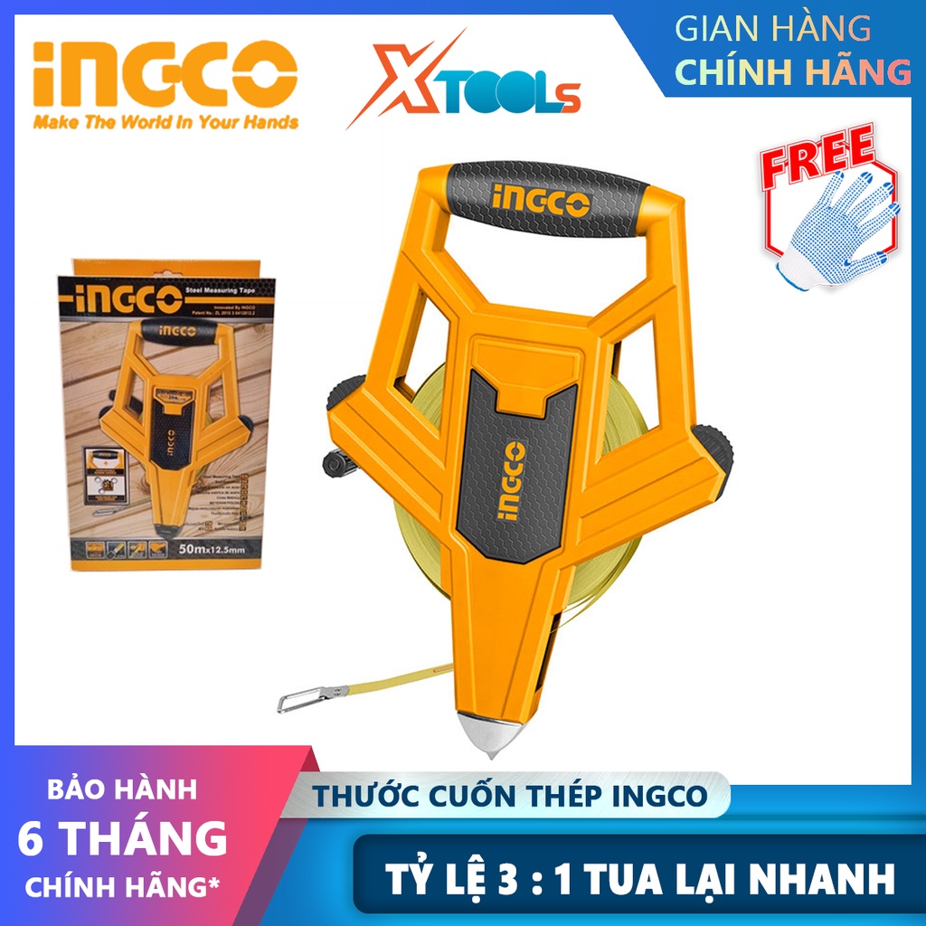 Thước cuốn thép INGCO HSMT8550 |Thước cuộn thép Chiều dài và chiều rộng: 50mx12.5mm dùng trong xây dựng, thiết kế nội th