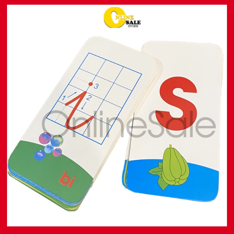 {Mẫu mới][42 Thẻ TO] Bộ thẻ học Flash Card chữ cái và chữ ghép thông minh 2 mặt cho bé kích thước 7x14cm