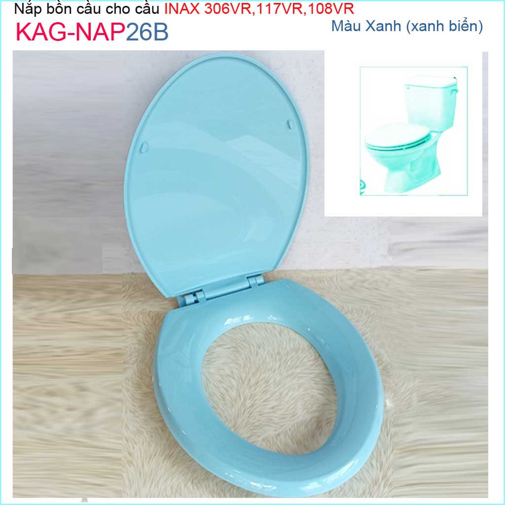 Nắp đậy bồn cầu Inax KAG-NAP26B cho C117, C306, C108, nắp bồn cầu 2 khối nhựa xanh biển dày bóng đẹp