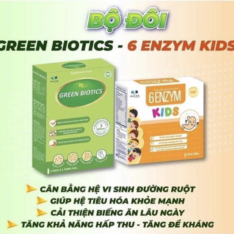 6ENZYM KIDS - GEEN BIOTICS[FREE SHIP+QUÀ TẶNG]- Bộ đôi giúp bé ăn ngon, ngủ tốt, tăng cân, tăng đề kháng, hết táo bón