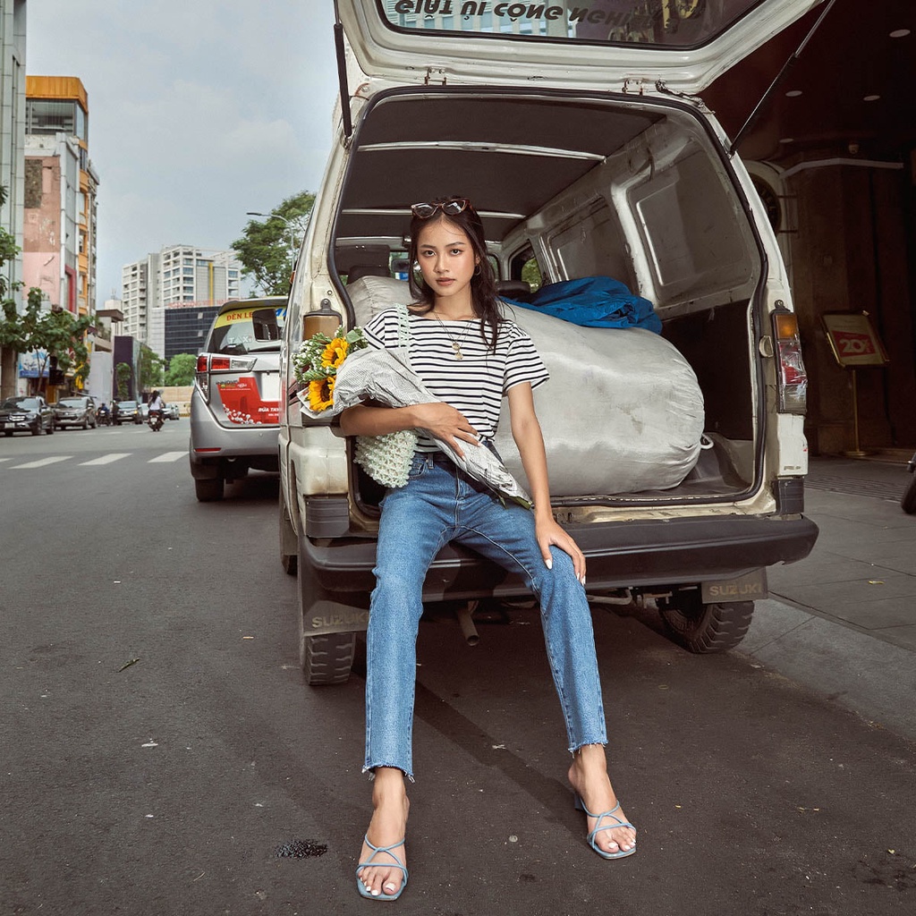 TheBlueTshirt - Quần Jeans Lưng Cao Nữ Ống Ôm - Ankle Crop Jeans