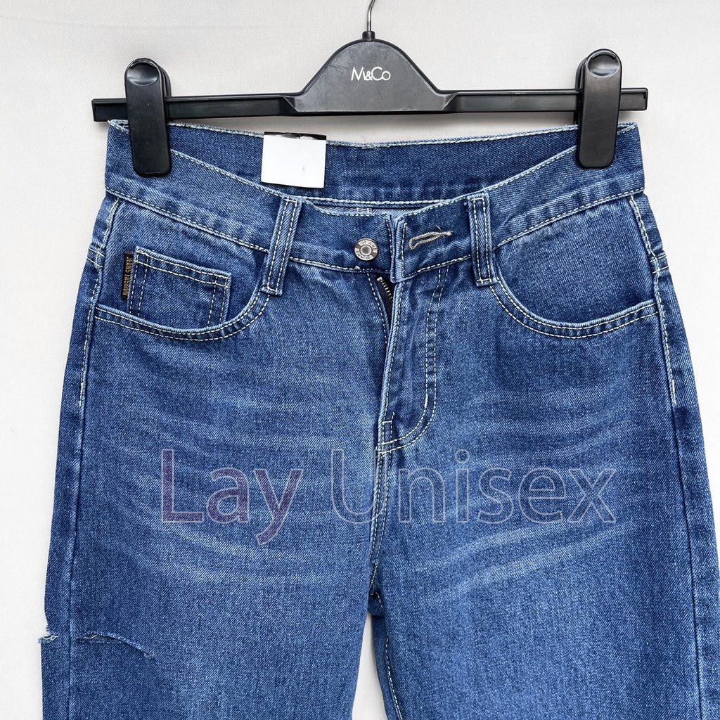 Quần baggy jeans nam xẻ đùi unisex