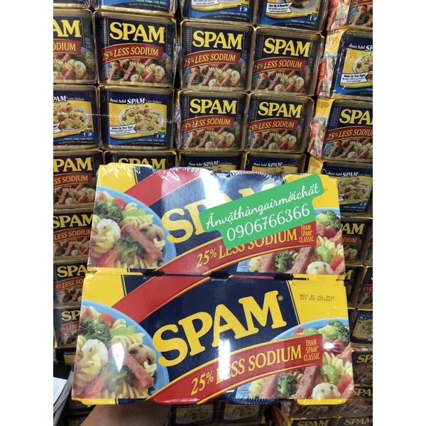 LỐC 4 HỘP Thịt Hộp Spam Giảm Mặn Mỹ Hộp 340 gram