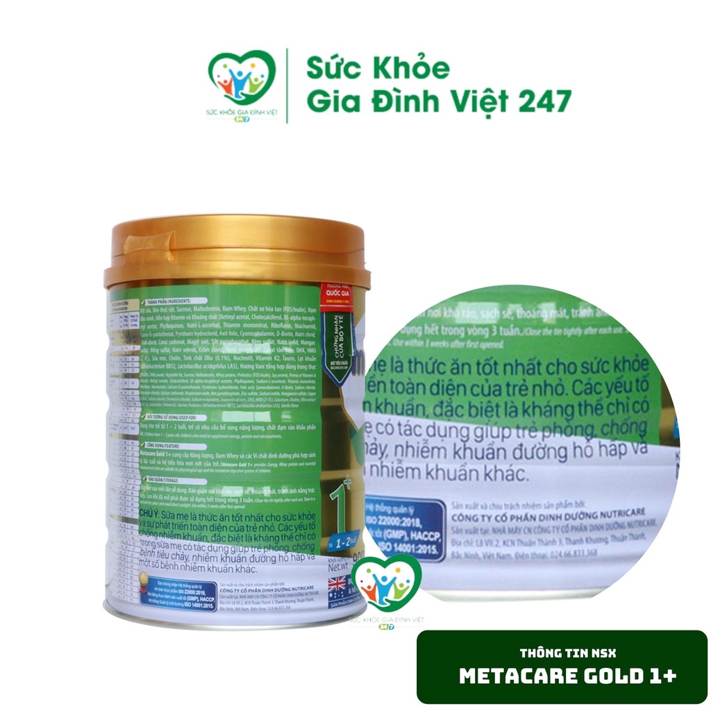 Sữa MetaCare Gold 1+ (900G - Date mới)