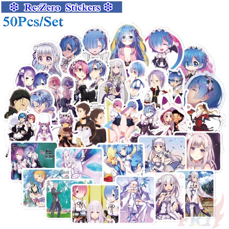 ❉ Re:Zero Series 01 - Anime Cartoon Rem Ram Emilia Stickers ❉ 50Pcs/Set DIY Fashion Mixed Waterproof Doodle Decals Stickers