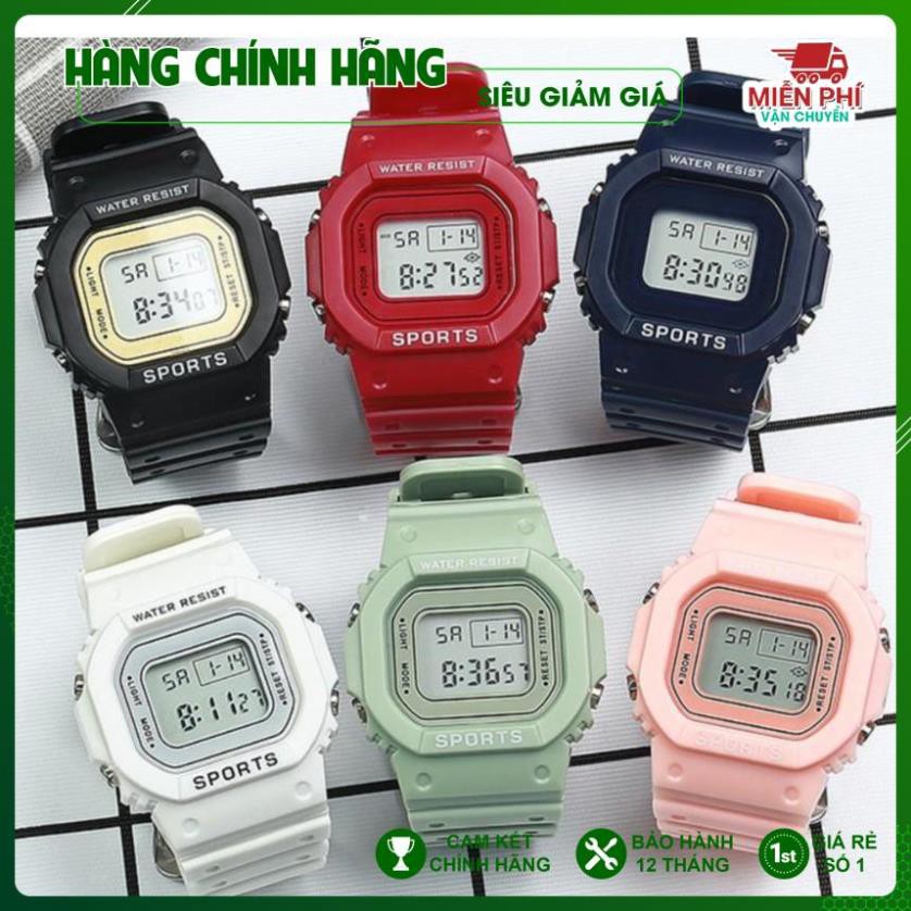 Đồng hồ thể thao nữ SPORT mặt chữ nhật dây cao su size 36x32mm đeo là xinh