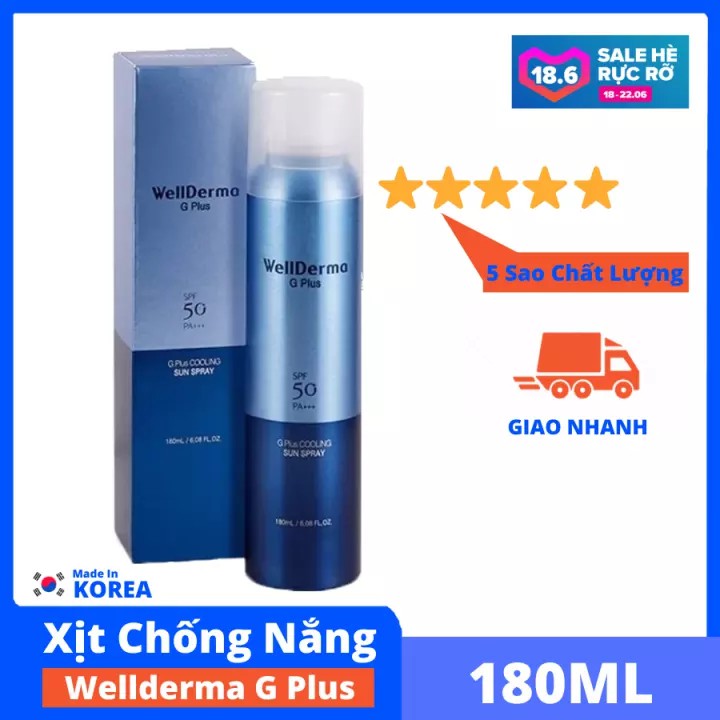 Xịt Chống Nắng Wellderma G PLus Cooling Sun Spray 180ml