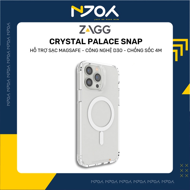 Ốp Lưng Hỗ Trợ Sạc Không Dây Zagg Trong Suốt Chống Sốc Cho Điện Thoại 13 Pro Max 12 Pro Max Njoyshop