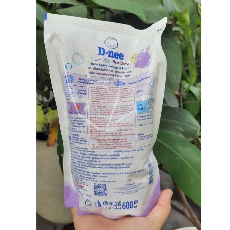 Nước giặt xả 2 in 1 D-nee Thái Lan tem Đại Thịnh túi 600ml