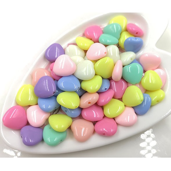 Hạt acrylic Hình Trái Tim Nhỏ 14Mm. Tự Làm Cho Trẻ Em