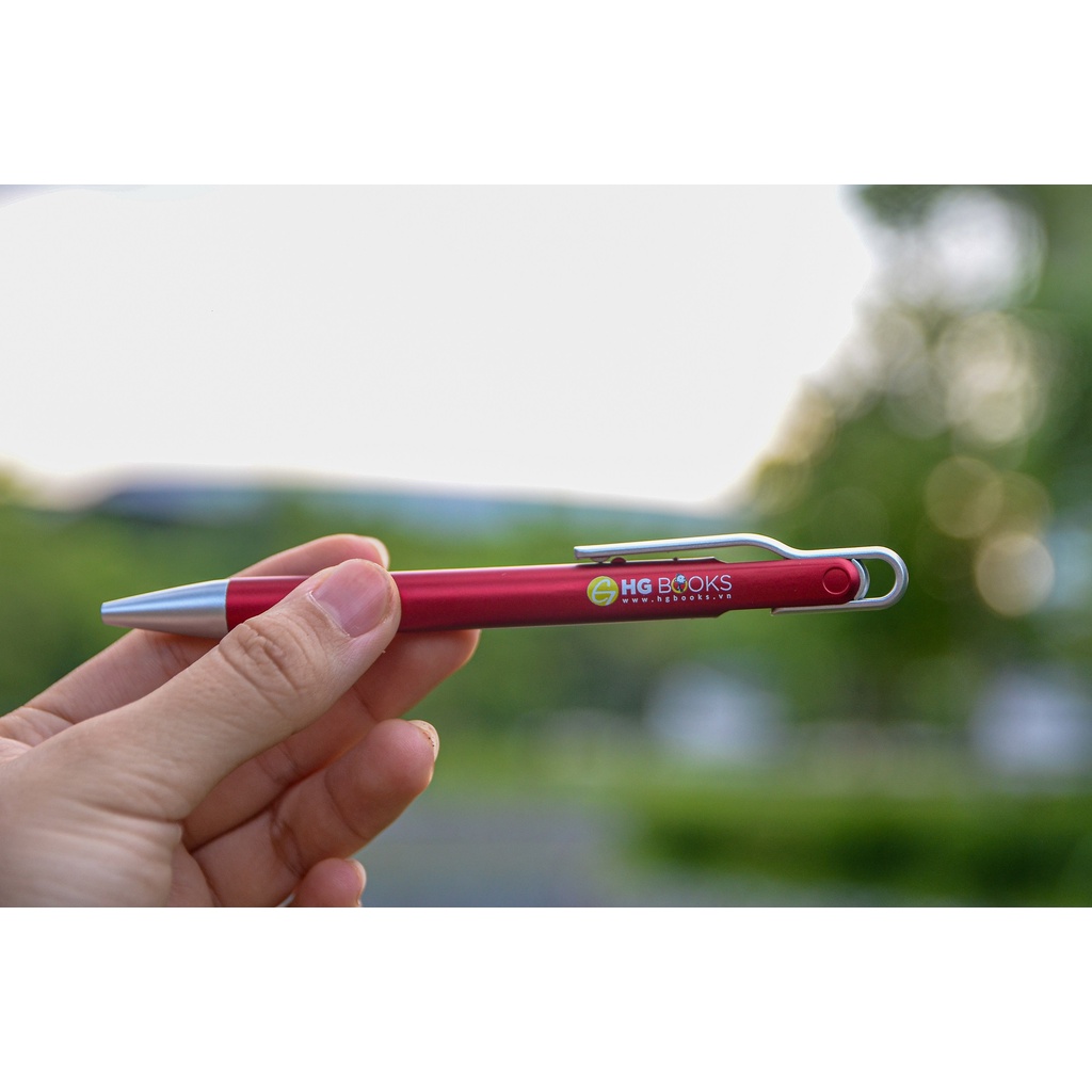Bút bi bấm văn phòng, mực xanh, ngòi 0.5mm HG Books
