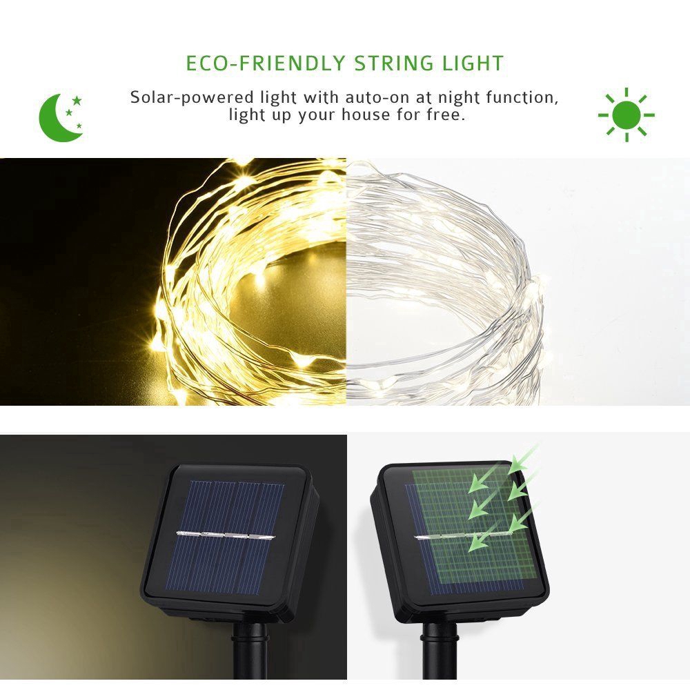 Dây đèn LED trang trí vườn bằng đồng chạy bằng năng lượng mặt trời tiện dụng