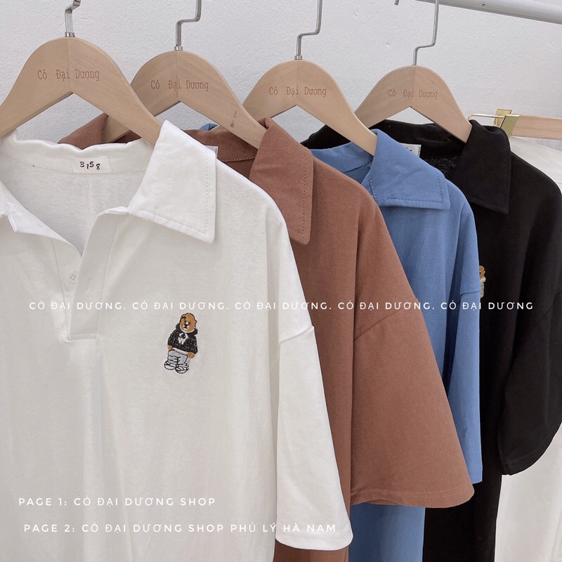 Áo polo thêu gấu