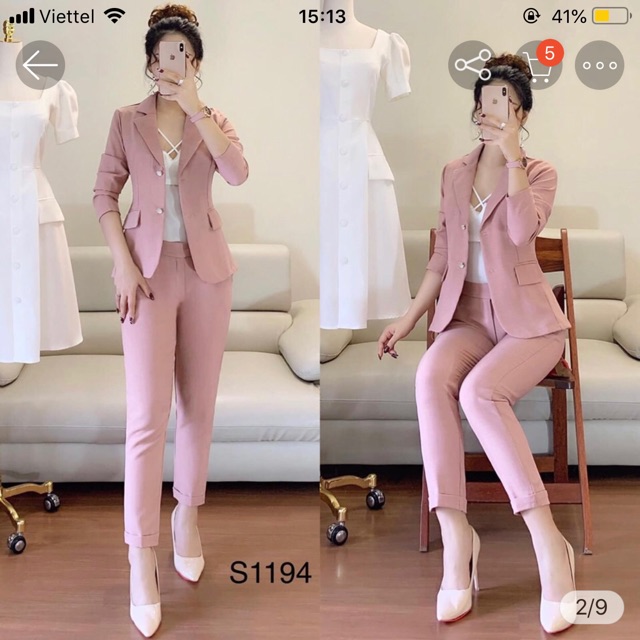 Set vest hồng