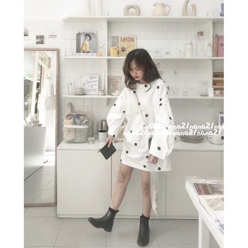 Hàng sẵn Đầm Chấm bi tay bồng 🖤🖤