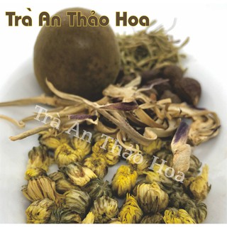 Trà Thanh lọc, hoa kim ngân, bông atiso, la hán quả, nụ kim cúc, hạt đười ươi - TM03 trà An Thảo Hoa