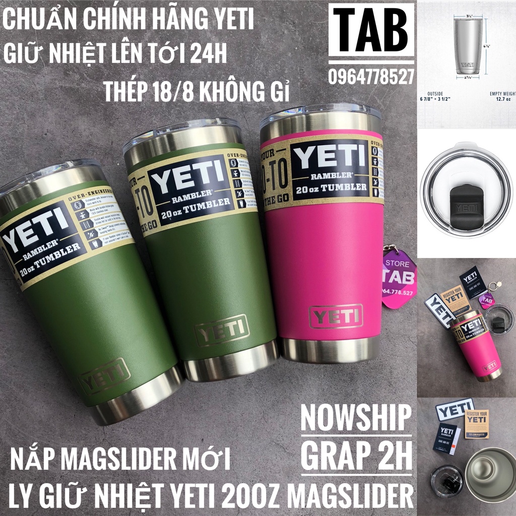 Ly Giữ Nhiệt Yeti Rambler 20oz Tumbler Nắp Magslider Mới Nhất 2021 - Chính Hãng Yeti USA