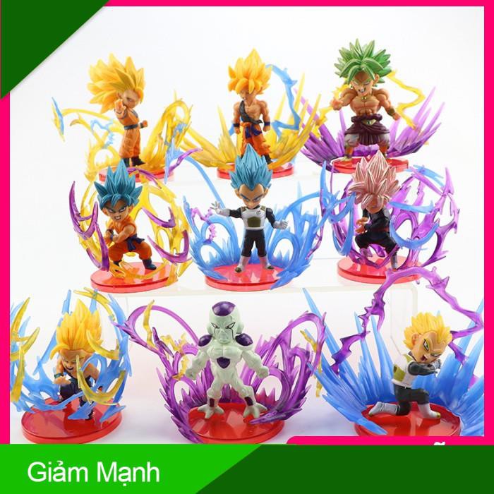 Mô hình chibi Dragonball Son Goku 7 viên ngọc rồng kèm sóng năng lượng đẹp mắt cao 6-8,5 CM