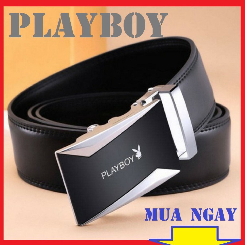 Thắt Lưng Nam Da PlayboY Mẫu mới nhất 2019 Khóa Tự Động Dây 2 Da May Viền 2 Bên. .mua ->