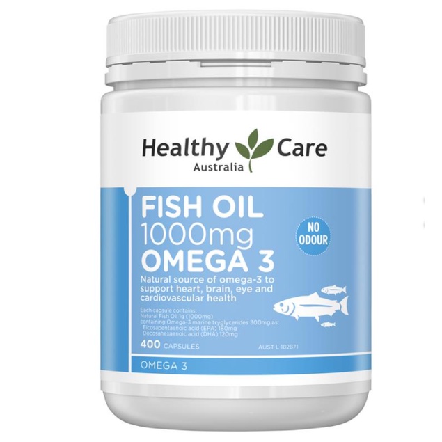 Dầu cá tự nhiên Healthy Care Fish Oil 1000mg Omega 3 sáng mắt 400 viên quatangme
