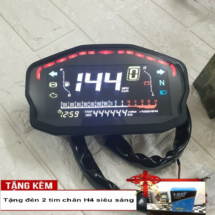 Đồng hồ điện tử DUCATI - màn hình LCD siêu chất - Tặng kèm đèn LED 2 tim chân H4 siêu sáng - A2098