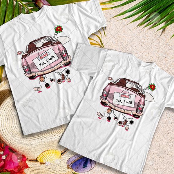 💥Áo thun cặp đôi💥Áo Wedding💥Chụp ảnh cưới💥In hình "Yes I will", "Vietnam Love"