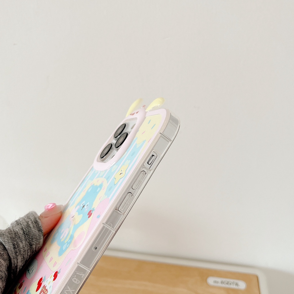 Ốp Điện Thoại TPU Silicon Mềm Chống Rơi Hình Gấu / Bánh Kem 3D Có Dây Đeo Ngọc Trai Cho iphone 13 12 11 Pro XS Max XR