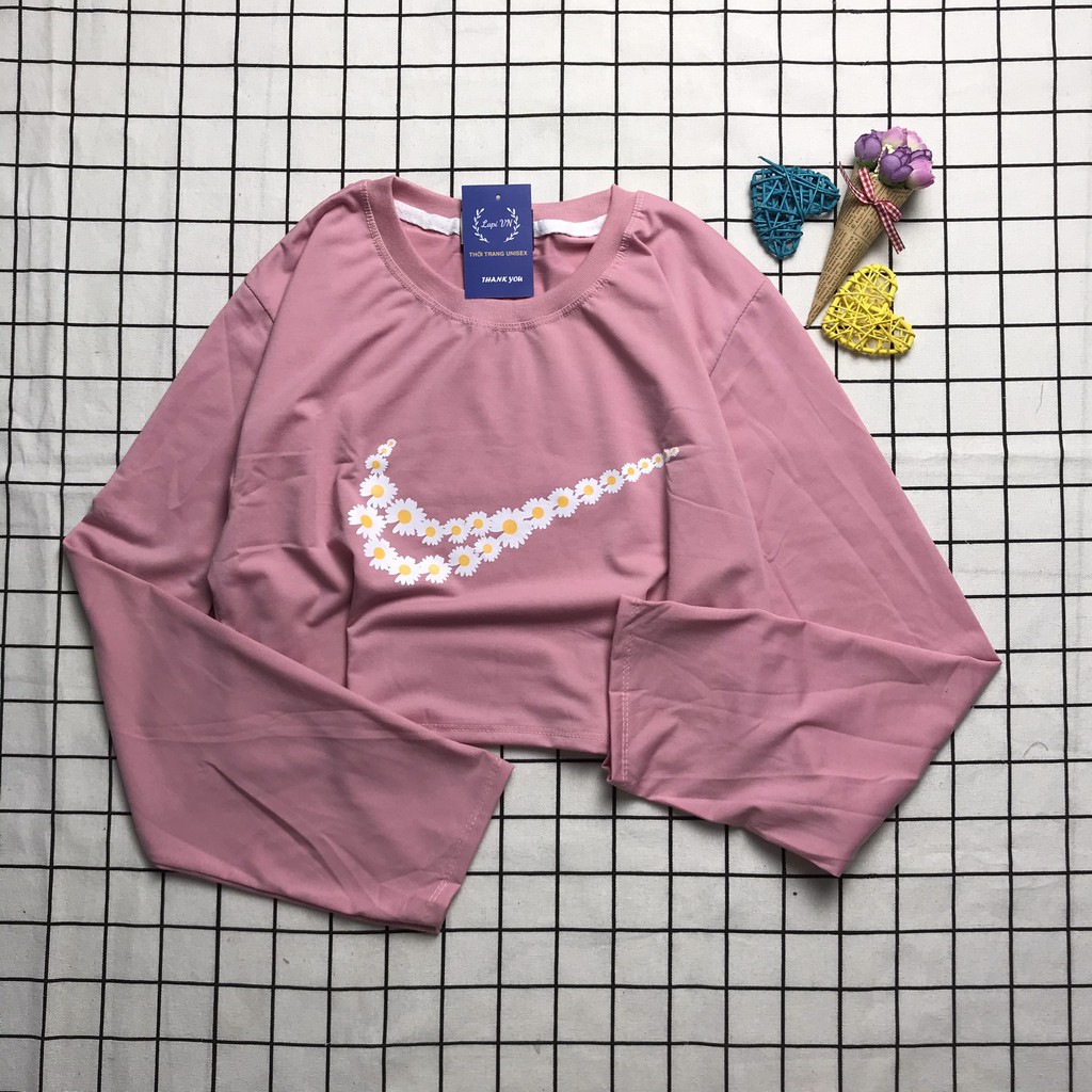 Áo Croptop Nữ Tay Dài In Hình Hoa Cúc Lapi VN Phong Cách Ulzzang  Freesize Phom Rộng, Áo Thun Unisex