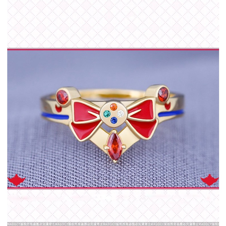 Nhẫn bạc SAILOR MOON Thủy Thủ Mặt Trăng anime chibi phụ kiện trang sức đeo tay xinh xắn