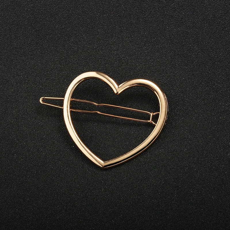 Kẹp Tóc Hình Trái Tim Màu Vàng Bạc Thiết Kế Đơn Giản Sáng Tạo