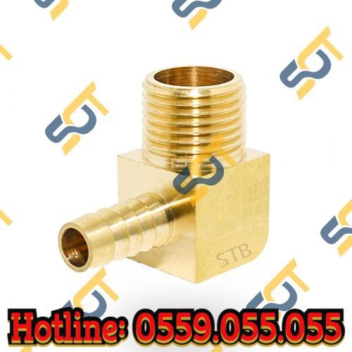 Co ren ngoài 1/2 (21) đuôi chuột nối ống mềm - Đồng thau (Brass airline fitting horse elbow connector, co RN 90 độ)