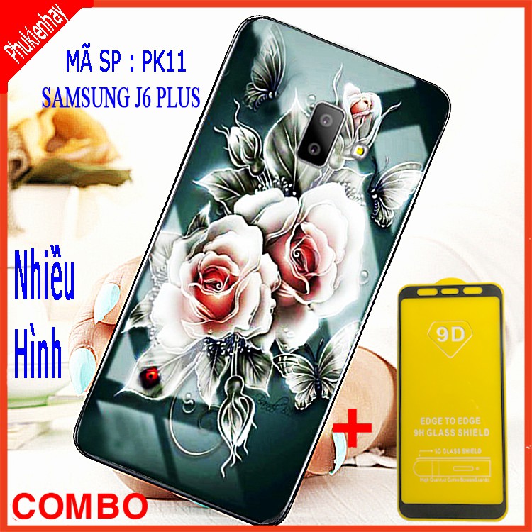 COMBO ỐP LƯNG SAMSUNG J6 PLUS (ốp kính sang trọng thế hệ mới + tặng kính cường lực 9D)