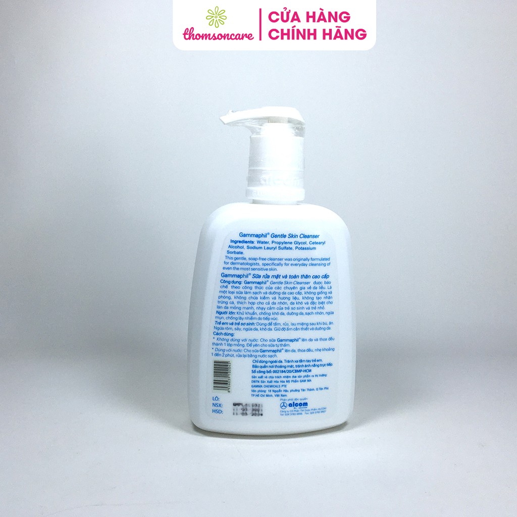 Sữa rửa mặt chuyên dụng Gammaphil Gentle Skin Cleanser - Chai 500ml - Có vòi tiện dụng