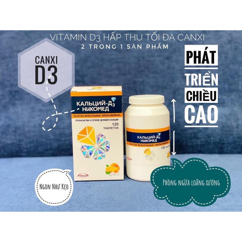 Canxi D3 Nga tăng chiều cao cho trẻ 5T+, hộp 120V - Bachduongrushop