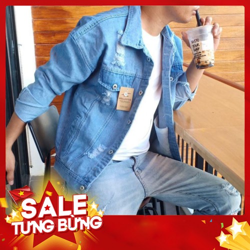 -HÀNG NHẬP KHẨU Áo khoác nam, Áo khoác jean, bò nam rách from rộng_màu xanh Liên hệ mua hàng 084.209.1989