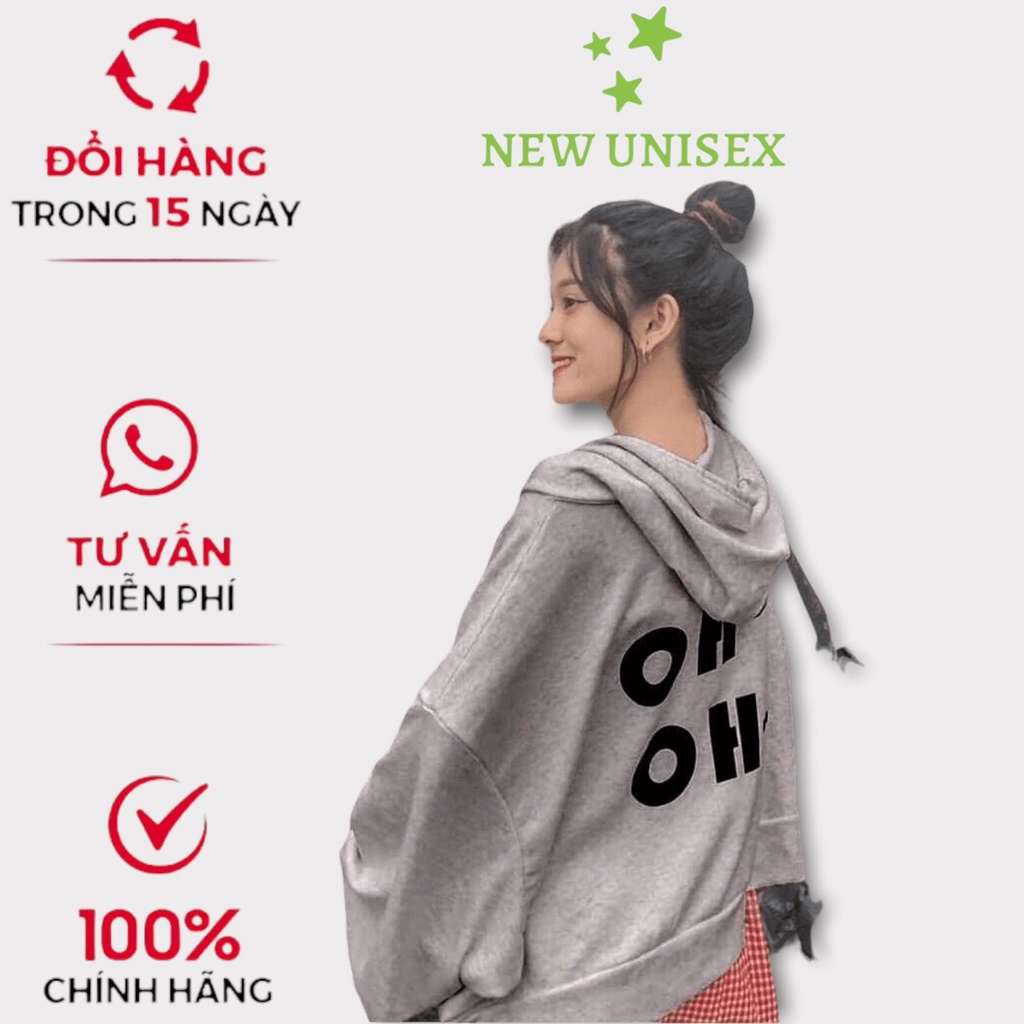 Áo Khoác Hoodie Nỉ xám chì in chữ HO TP [NewUnisex]