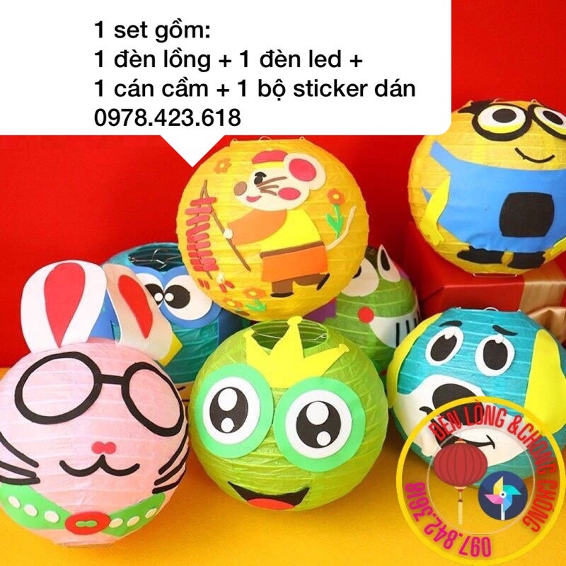 Lồng Đèn dán sticker hoạt hình cho bé sáng tạo - Đèn lồng trung thu