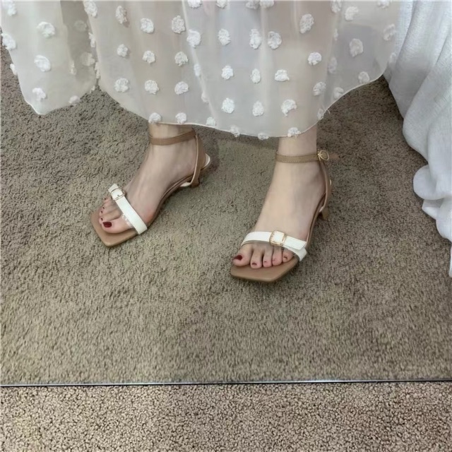 Sandal mũi vuông ulzzang Dorae tôn dáng 3 phân