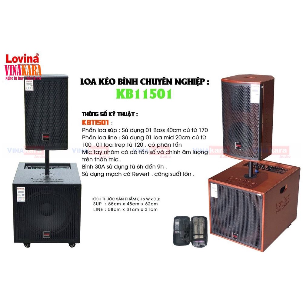 Loa Kéo Cột Lovina Bass 40 + Loa Trung Bass 20 + 1 Treble, 3 đường tiếng, âm thanh hay