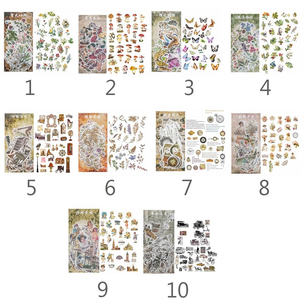 Bộ 60 miếng dán trang trí sổ tay/album kiểu vintage