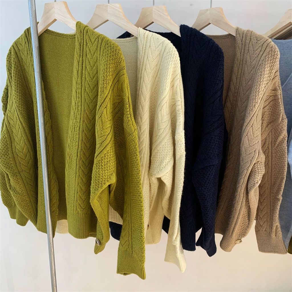 Áo Khoác Len Dệt Kim Dày Một Hàng Nút Phong Cách Hàn Quốc Thời Trang Mùa Thu Cho Nữ