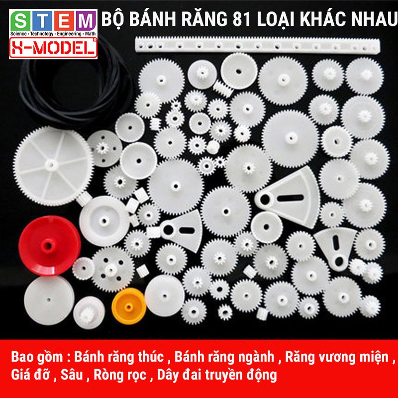 Đồ chơi thông minh, sáng tạo STEM Mô hình tự làm Bộ bánh răng nhựa 81 chi tiết X-MODEL ST17 [Giáo dục STEM, STEAM]