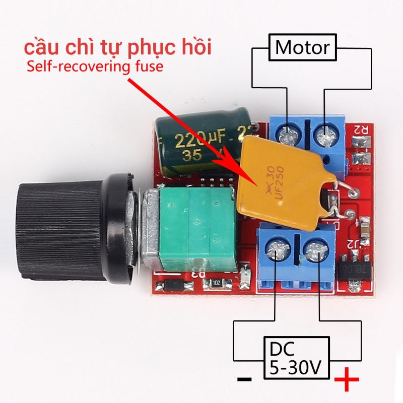 Mạch điều chỉnh Điện Áp DC,Max 5A điều chỉnh đèn, Led, điều chỉnh tốc độ Motor