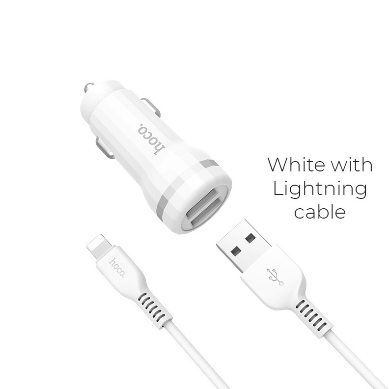 Tẩu sạc oto Hoco Z27 kèm cáp Lightning iPhone/ TypeC/ Micro 5V/2.4A